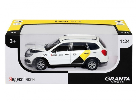 Фото Машина "АВТОПАНОРАМА" Яндекс.Такси LADA GRANTA CROSS, белый, 1/24, свет, звук, в/к 24,5*12,5*10,5см | Инномарт