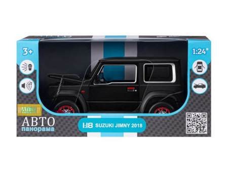 Фото Машина "АВТОПАНОРАМА" Suzuki Jimny, 1/18, черный, свет, звук, в/к 24,5х12,5х10,5 см | Инномарт