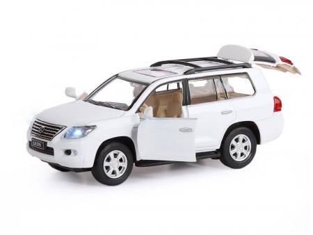 Фото Машина "АВТОПАНОРАМА" Lexus LX570, белый, 1/32, свет, звук, инерция, в/к 17,5*13,5*9 см | Инномарт