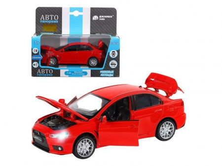 Фото Машина "АВТОПАНОРАМА" Mitsubishi Lancer Evolution, 1/32, красный, свет, звук, в/к 17,5*12,5*6,5 см | Инномарт