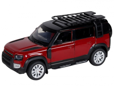 Фото Машина "АВТОПАНОРАМА" Land Rover Defender 110, 1/32, красный, свет, звук, в/к 17,5*13,5*9 см | Инномарт