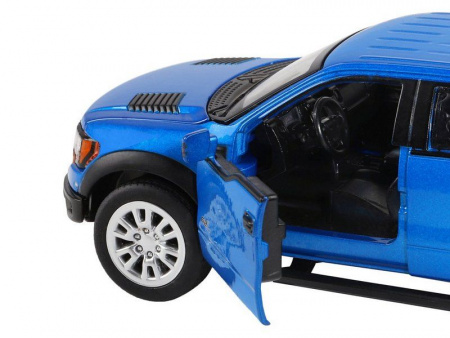 Фото Машина "АВТОПАНОРАМА" Ford F-150 SVT Raptor, синий, 1/34, свет, звук, инерция, в/к 20*10*11 см | Инномарт