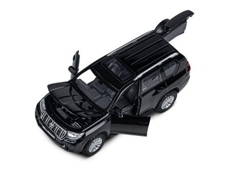 Фото Машина "АВТОПАНОРАМА" Land Cruiser Prado, 1/24, черный, свет, звук, в/к 24,5х12,5х10,5 см | Инномарт