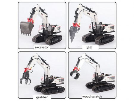 Фото Радиоуправляемый экскаватор HUI NA TOYS, серый 2.4G 22CH 1/14 RTR | Инномарт