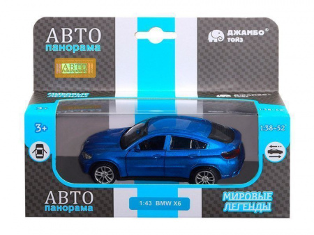 Фото Машина "АВТОПАНОРАМА" BMW X6, 1/43, синий, инерция, откр. двери, в/к 17,5*12,5*6,5 см | Инномарт