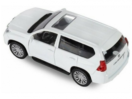 Фото Машина "АВТОПАНОРАМА" Land Cruiser Prado, белый, 1/42, инерция, откр. двери, в/к 17,5*12,5*6,5 см | Инномарт