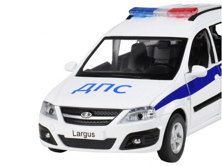 Фото Машина "АВТОПАНОРАМА" LADA LARGUS "Полиция", 1/24, свет, звук, инерция, в/к 24,5*12,5*10,5 см | Инномарт