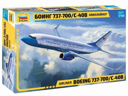 Фото Сборная модель ZVEZDA Пассажирский авиалайнер Боинг 737-700 С-40B, 1/144 | Инномарт