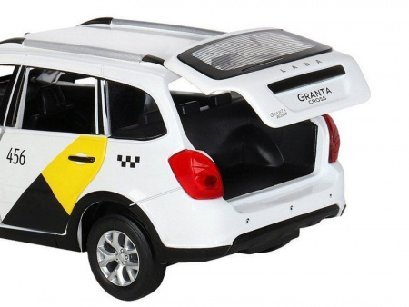 Фото Машина "АВТОПАНОРАМА" Яндекс.Такси LADA GRANTA CROSS, белый, 1/24, свет, звук, в/к 24,5*12,5*10,5см | Инномарт