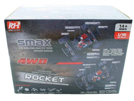 Фото Радиоуправляемый шорт-корс Remo Hobby Rocket Brushless (красный) 4WD 2.4G 1/16 RTR | Инномарт