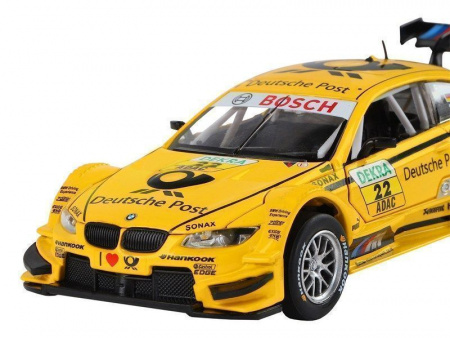 Фото Машина "АВТОПАНОРАМА" BMW M3 DTM, желтый, 1/32, свет, звук, инерция, в/к 17,5*13,5*9 см | Инномарт