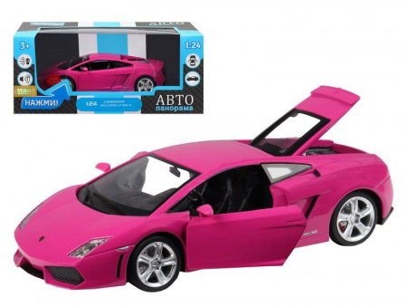 Фото Машина "АВТОПАНОРАМА" Lamborghini Gallardo, розовый, 1/24, свет, звук, в/к 24,5*12,5*10,5 см | Инномарт