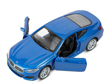 Фото Машина "АВТОПАНОРАМА" BMW M850i Coupé, 1/35, синий, двери, свет, звук, инерция в/к 18*9*13,5 см | Инномарт