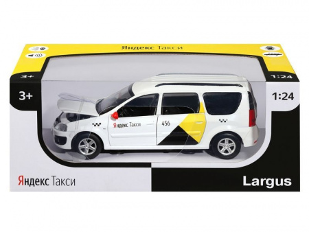 Фото Машина "АВТОПАНОРАМА" Яндекс.Такси LADA LARGUS, белый, 1/24, свет, звук, в/к 24,5*12,5*10,5 см | Инномарт