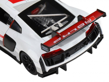 Фото Машина "АВТОПАНОРАМА" AUDI R8, белый перламутр, 1/32, свет, звук, инерция, в/к 17,5*13,5*9 см | Инномарт