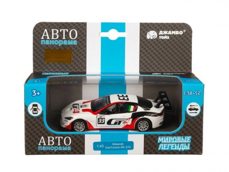 Фото Машина "АВТОПАНОРАМА" Maserati Gran Turismo MC GT4, белый, 1/43, откр. двери, в/к 17,5*12,5*6,5 см | Инномарт
