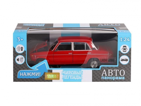Фото Машина "АВТОПАНОРАМА" ВАЗ 2106, 1/22, красный, инерция, в/к 24,5*12,5*10,5 см | Инномарт