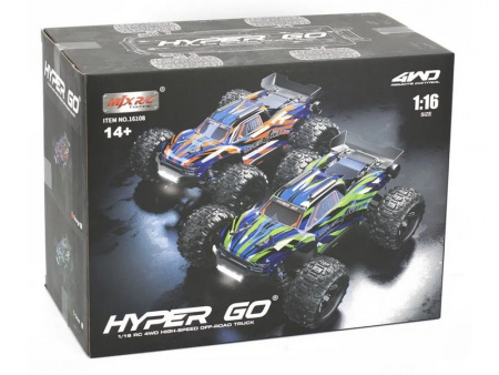 Фото Радиоуправляемый монстр MJX Hyper Go 16108 (зеленый) 4WD 2.4G LED 1/16 RTR | Инномарт