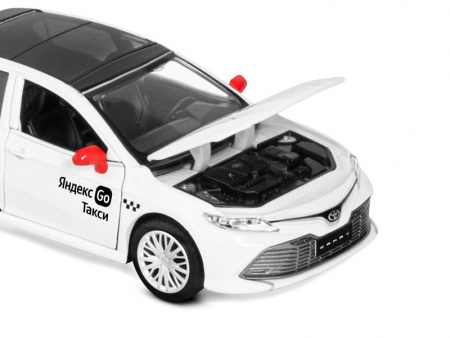 Фото Машина "АВТОПАНОРАМА" Яндекс Go Toyota Camry, 1/34, белый, инерция, свет, Алиса, в/к 17,5*13,5*9 см | Инномарт