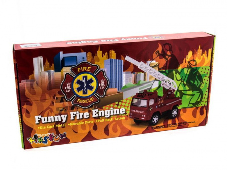 Фото Машина Kinsmart "Funny Fire Engine pull back action" инерция (1/12шт.) 1:32 б/к | Инномарт