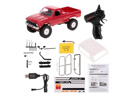 Фото Радиоуправляемая машина WPL пикап Hilux (красная) 4WD 2.4G 1/16 RTR | Инномарт