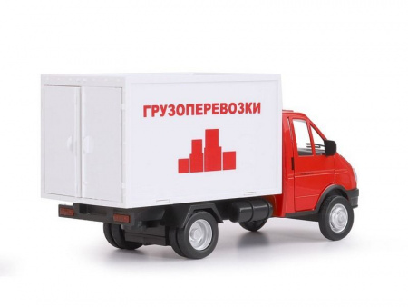 Фото Машина "АВТОПАНОРАМА" ГАЗель-бизнес "Грузоперевозки", красный, 1/28, свет, звук, в/к 24*14*12 | Инномарт