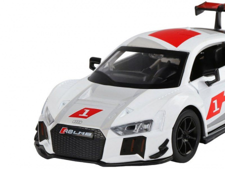 Фото Машина "АВТОПАНОРАМА" AUDI R8, белый перламутр, 1/32, свет, звук, инерция, в/к 17,5*13,5*9 см | Инномарт