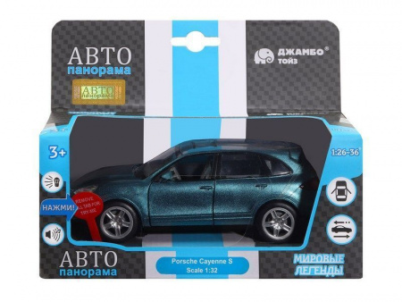 Фото Машина "АВТОПАНОРАМА" Porsche Cayenne S, голубой, 1/32, свет, звук, инерция, в/к 17,5*13,5*9 см | Инномарт