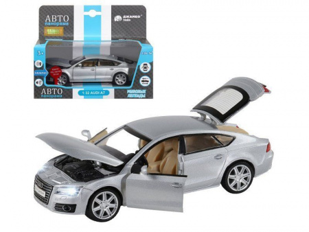 Фото Машина "АВТОПАНОРАМА" Audi A7, серебряный, 1/32, свет, звук, инерция, в/к 17,5*13,5*9 см | Инномарт