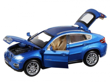 Фото Машина "АВТОПАНОРАМА" BMW X6, синий, 1/32, свет, звук, инерция, в/к 17,5*13,5*9 см | Инномарт
