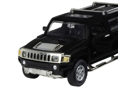 Фото Машина "АВТОПАНОРАМА" Hummer H3, черный, 1/32, свет, звук, инерция, в/к 17,5*13,5*9 см | Инномарт