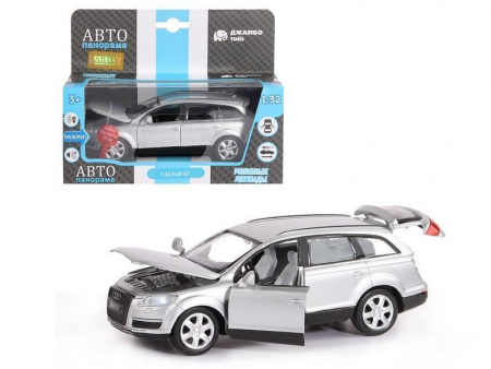 Фото Машина "АВТОПАНОРАМА" Audi Q7, серебряный, 1/32, свет, звук, инерция, в/к 17,5*13,5*9 см | Инномарт