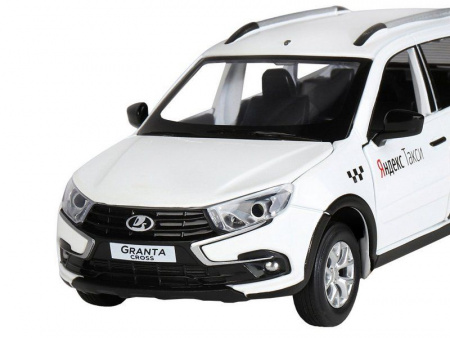 Фото Машина "АВТОПАНОРАМА" Яндекс.Такси LADA GRANTA CROSS, белый, 1/24, свет, звук, в/к 24,5*12,5*10,5см | Инномарт
