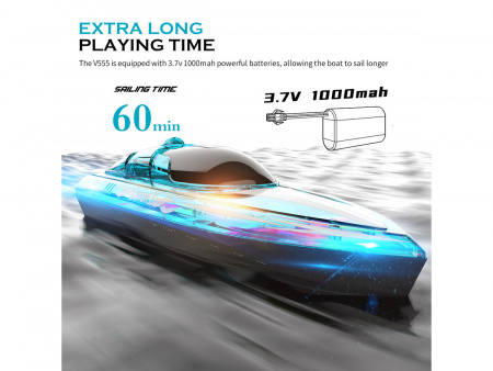 Фото Радиоуправляемый катер Flytec V555 (зеленый) с подсветкой 2.4G RTR | Инномарт