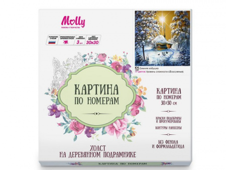 Фото Картина по номерам 30х30 ЗИМНЯЯ ИЗБУШКА (17 цветов) | Инномарт