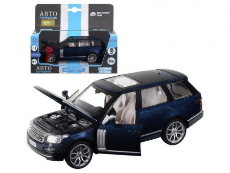 Фото Машина "АВТОПАНОРАМА" 2013 Range Rover, темно-синий, 1/34, свет, звук, инерция, в/к 17,5*13,5*9 см | Инномарт