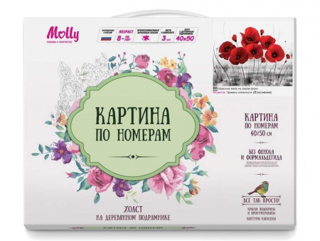 Фото Картина по номерам 40х50 КРАСНЫЕ МАКИ НА СЕРОМ ФОНЕ (16 цветов) | Инномарт