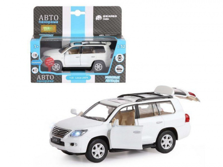 Фото Машина "АВТОПАНОРАМА" Lexus LX570, белый, 1/32, свет, звук, инерция, в/к 17,5*13,5*9 см | Инномарт