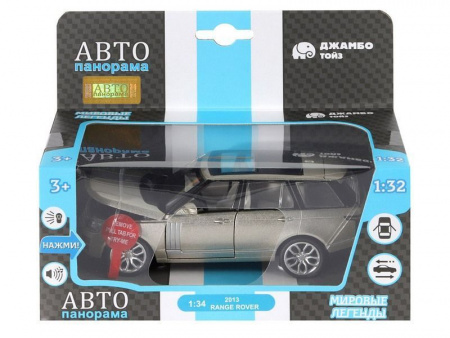 Фото Машина "АВТОПАНОРАМА" 2013 Range Rover, золотой, 1/34, свет, звук, инерция, в/к 17,5*13,5*9 см | Инномарт