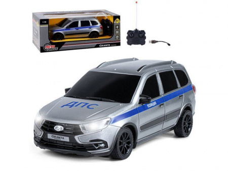 Фото Радиоуправляемая машина AUTODRIVE Lada Granta полиция, 1/16, серебристый, 40MHz, в/к 34*15*13,5см | Инномарт