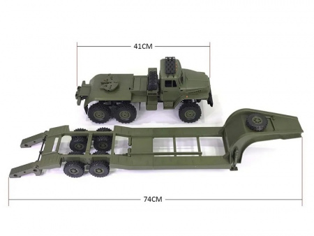 Фото Радиоуправляемая машина WPL военный грузовик B-36 с тралом (зеленый) 6WD 2.4G 1/16 RTR | Инномарт