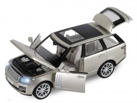 Фото Машина "АВТОПАНОРАМА" 2013 Range Rover, золотой, 1/34, свет, звук, инерция, в/к 17,5*13,5*9 см | Инномарт