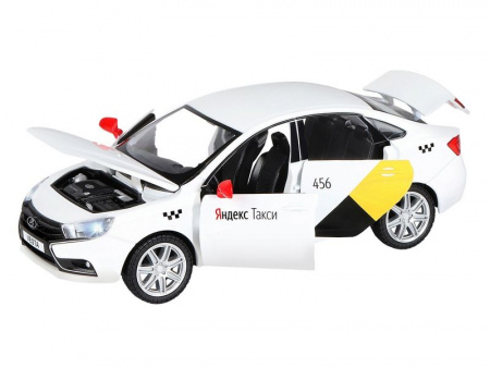 Фото Машина "АВТОПАНОРАМА" Яндекс.Такси LADA VESTA, белый, 1/24, в/к 24,5*12,5*10,5 см | Инномарт