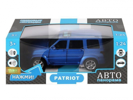 Фото Машина "АВТОПАНОРАМА" УАЗ "PATRIOT", темно-синий металлик, 1/26, свет, звук, в/к 24,5*12,5*10,5 см | Инномарт
