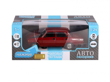 Фото Машина "АВТОПАНОРАМА" ВАЗ 2107, 1/24, бордовый, инерция, в/к 24,5*12,5*10,5 см | Инномарт