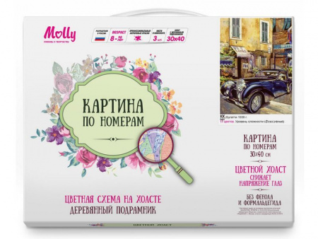 Фото Картина по номерам с цв. схемой на холсте 30х40 Бугатти 1939 г. (17 цветов) | Инномарт
