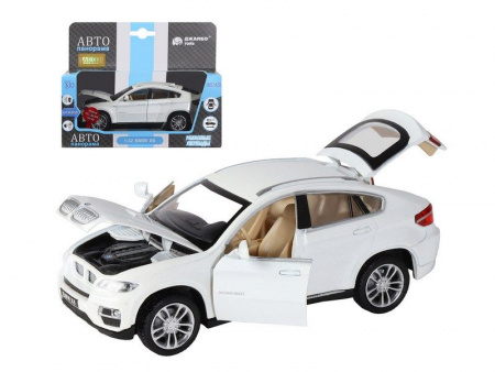 Фото Машина "АВТОПАНОРАМА" BMW X6, белый, 1/32 , свет, звук, инерция, в/к 17,5*13,5*9 см | Инномарт