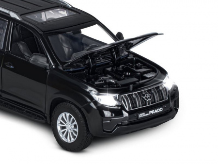 Фото Машина "АВТОПАНОРАМА" Land Cruiser Prado, 1/24, черный, свет, звук, в/к 24,5х12,5х10,5 см | Инномарт