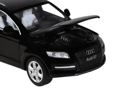 Фото Машина "АВТОПАНОРАМА" Audi Q7, черный, 1/32, свет, звук, инерция, в/к 17,5*13,5*9 см | Инномарт