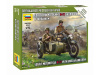 Фото Сборные солдатики ZVEZDA Советский мотоцикл М-72 с коляской и экипажем, 1/72 | Инномарт